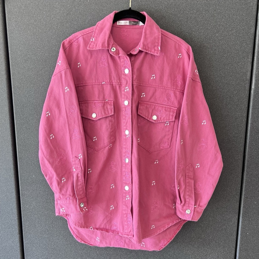 Disney x ChinStudio Pink Denim Jacket Three Little Pigs Oversized Kitsch